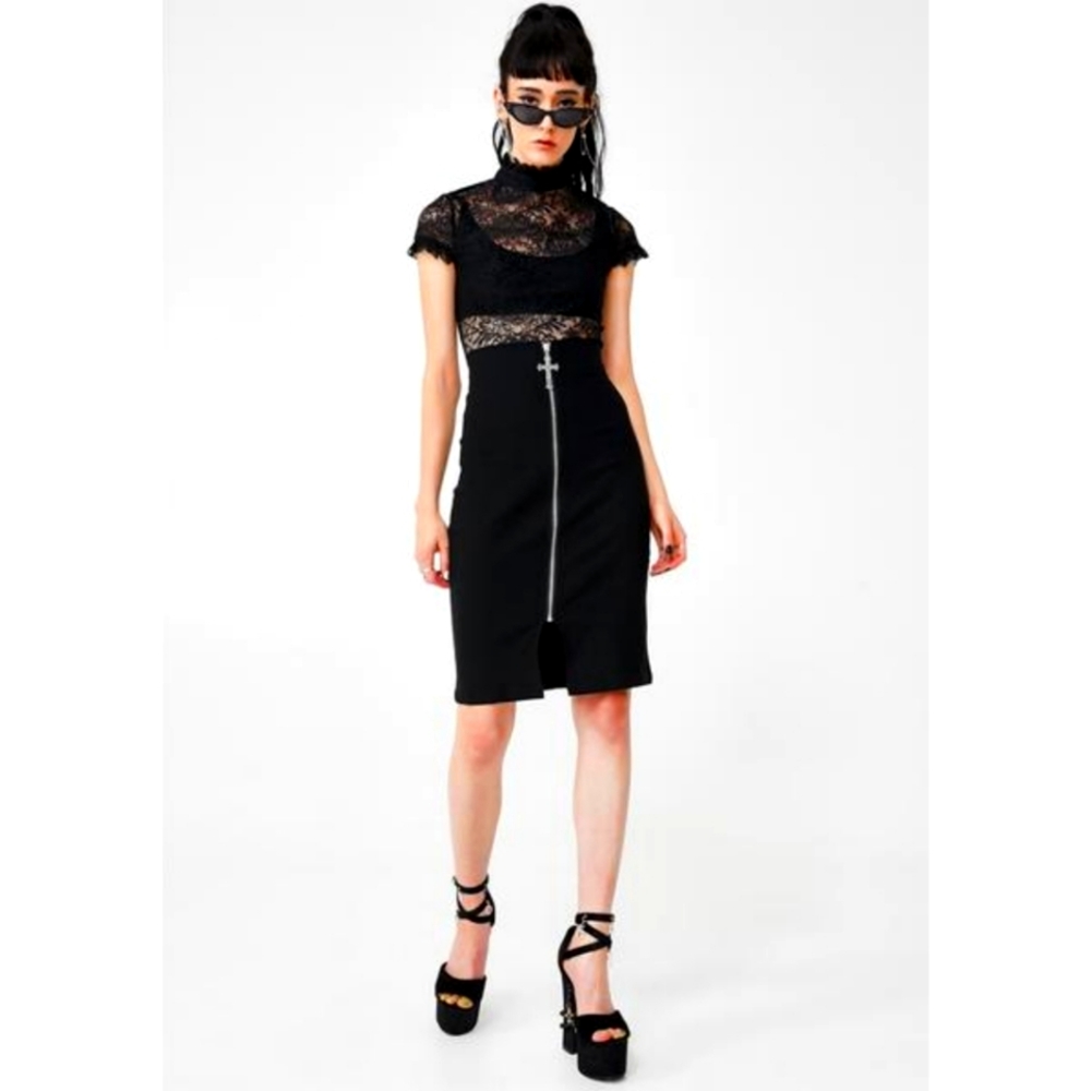 Killstar Don't Cross Me pencil skirt